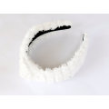 New Design White Ruffled Rolled Puffy Hair Boutique Headband Silk Knotted women headband bridal headbands